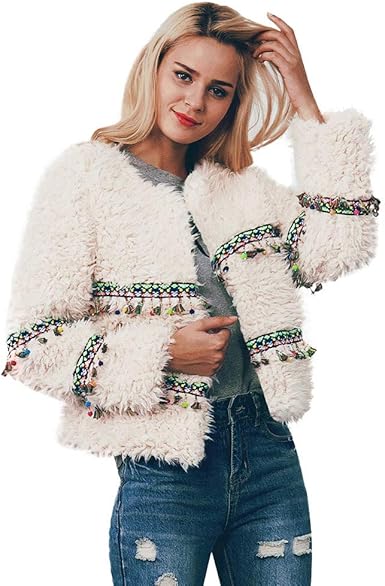 Bohême Manteau Femme,Chaud Laine Artificielle Veste d'hiver Parka Blouson  Hauts Bringbring: Amazon.fr: Vêtements et accessoires