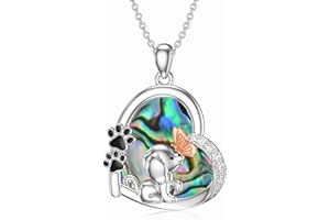 Shusukue Pet Keepsake Gifts Dog/Highland Cow Heart Necklace 925 Sterling Silver Memorial Pet Jewelry for Women Teen Girls 18+2 Inch Chain (with Gift Box)