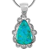 Turquoise Necklace Pendant 925 Sterling Silver Genuine Gemstones (with 20" Chain)