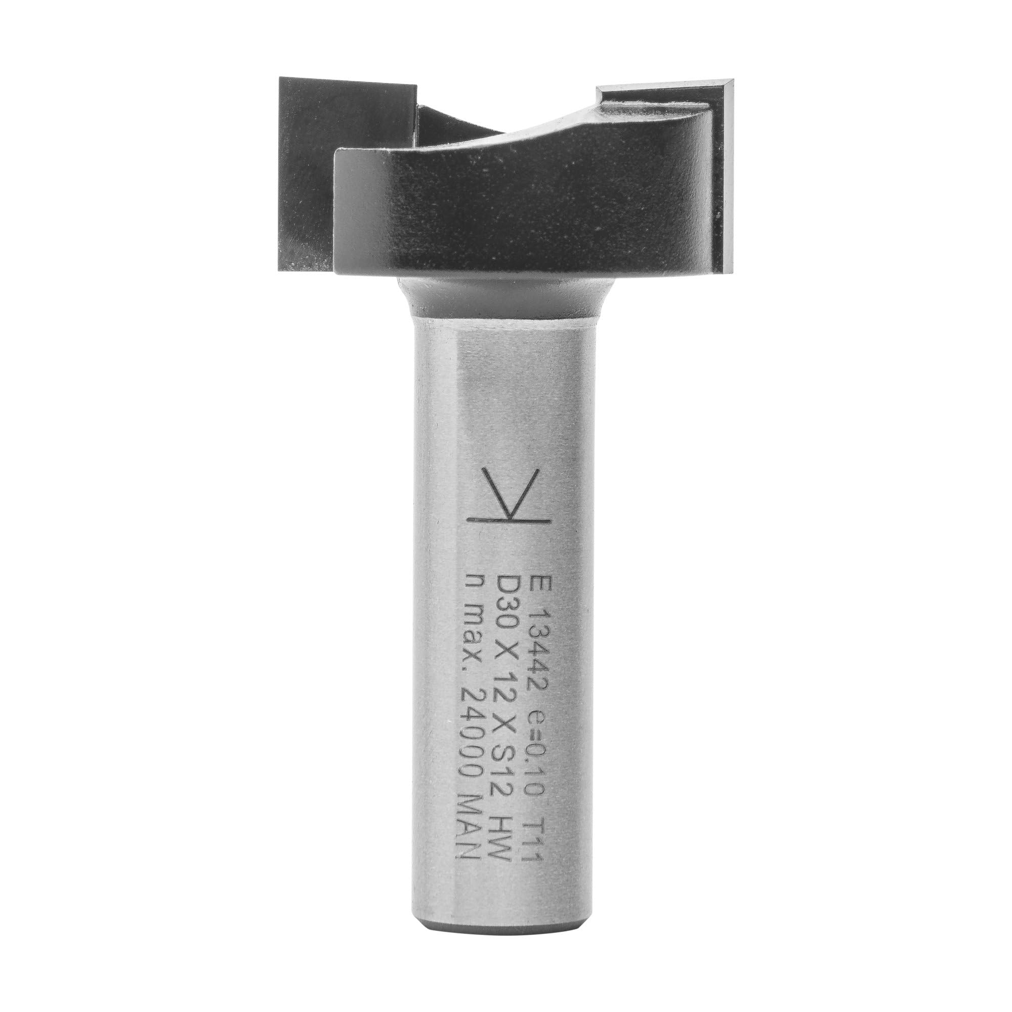ENT 13442 Hinge Mortising Cutter TC Shank (S) 12 mm, Diameter (D) 30 mm, (NL) 12 mm, (SL) 40 mm, (GL) 52 mm
