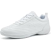 LANDHIKER Cheer Shoes Girls White Dance Shoes Youth Cheerleading Sports Training Athletic Comfortable Shoes Flats Girl
