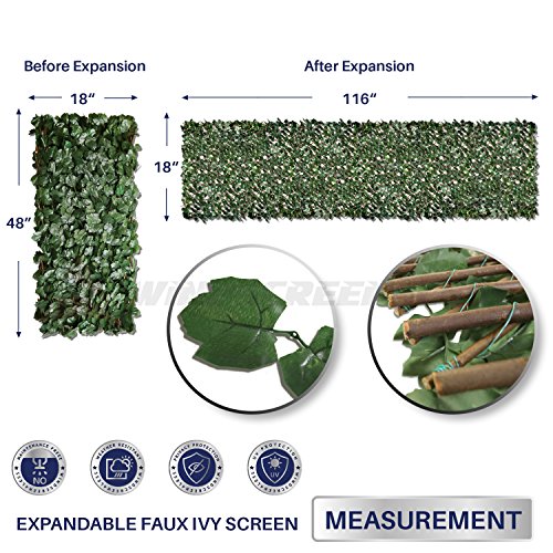 Windscreen4less Artificial Leaf Faux Ivy Expandable/Stretchable Privacy
