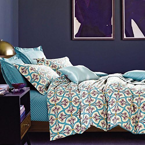 Maximize YFP-125 4-Piece Bed Sheet Set, 100% Pure Cotton with 200 Thread Count, Twill Woven, Printed Paisley Patterns, Wrinkle, Fade &amp; Stain Resistant, King Size