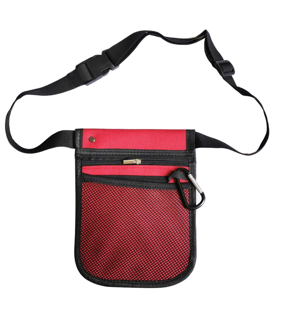 Nurse Nursing Belt Organizer Waist Bag Pouch for Nurse Accessories,2 Sided - 8 Pocket Organizer Utility Belt, Medical Scissors Care Kit Tool Case (Dark red)