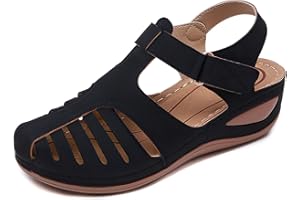 SHIBEVER Women's Wedge Sandals Summer: Closed Toe Sandal for Women Platform Dressy Wedges