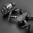 ikaufen E88 Drone with Built-in screen control, Camera for Adults RC Drone With 4K HD Dual Camera WiFi FPV Foldable Quadcopter Aircraft +1 Battery (E88 Dual camera Black)