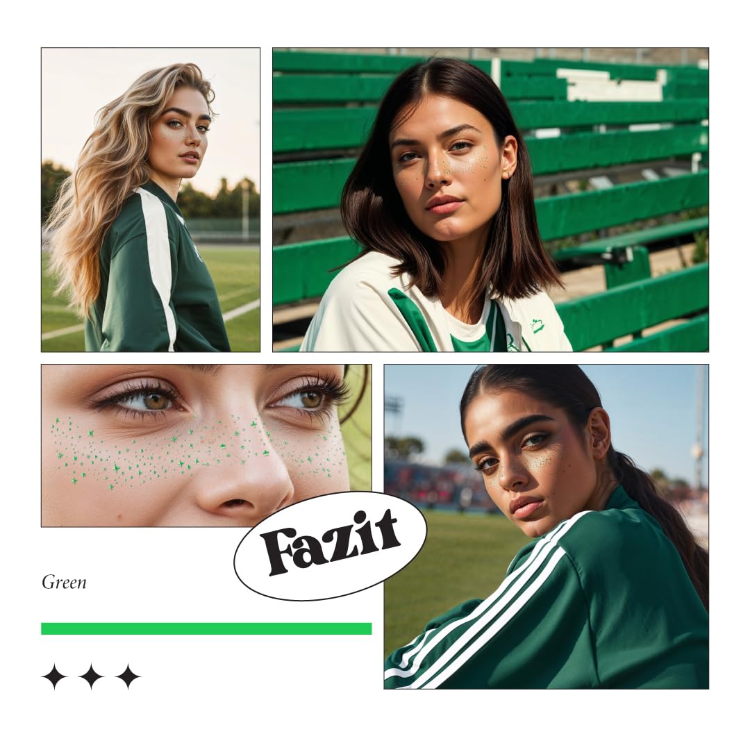 Fazit Makeup Patches - Green Speckles - Glow Up Make-Up Patches - Cute Glitter Makeup Accessories for Women - Cosmetic Glitter for Face