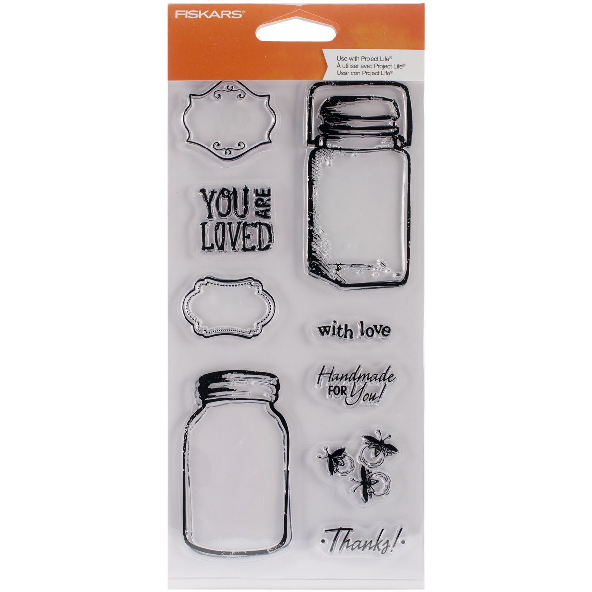 Fiskars 4x8 Inch Clear Stamps, Vintage Jars