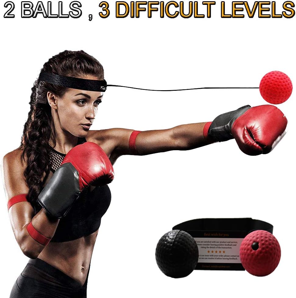 Boxing Reflex Ball – Boxer Ball to Improve Speed with Reaction Training - Boxing Gym Equipment for Training & Fitness - Portable & Lightweight Perfect for Men & Women – 2 Balls Included