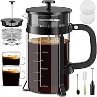 French Press Coffee Maker 34oz 304 Stainless Steel French Press with 4 Filter Screens Heat Resistant Durable Easy Clean…