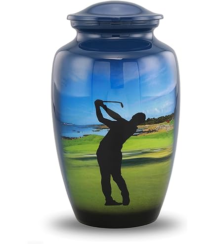 Urna funeraria Gone Golfing: urna in alluminio incisa a mano per le ceneri - Italia