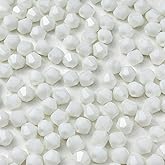 YUEXIGO 400pcs 4mm Bicone Glass Crystal Beads for Jewelry Making, Faceted Bicone Glass Spacer Beads for Bracelet Earring Necklace DIY Craft(White)