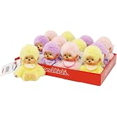 Sekiguchi 201495-Monchhichi Original, Assorted Yellow, Purple and Pink, Plush Animal Approximately 15 cm, 201495 (1 Count)