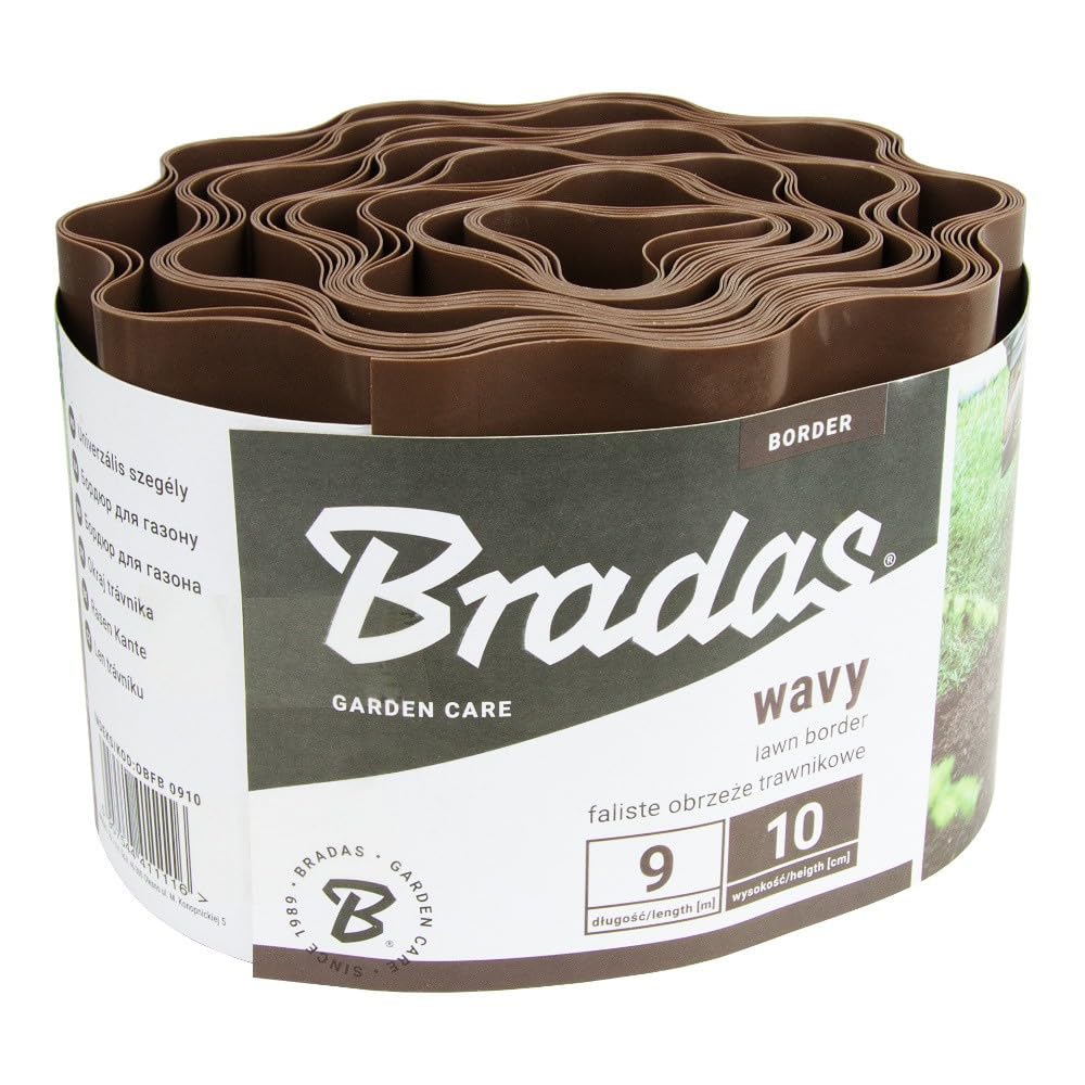 Bradas OBFB 0910 Flower Bed Edging Lawn Edging 9 m x 10 cm Brown