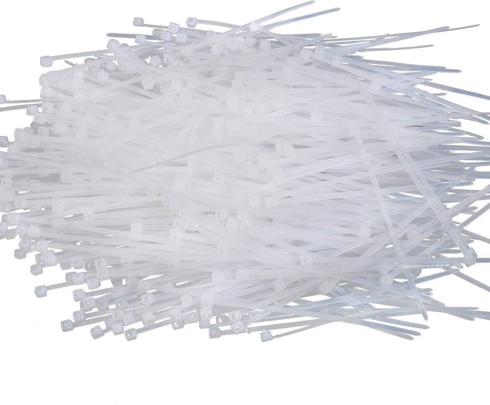 JAVOUKA 1000Pcs White Cable Ties 80mm x 3mm Strong Nylon Self-Locking Zip Ties