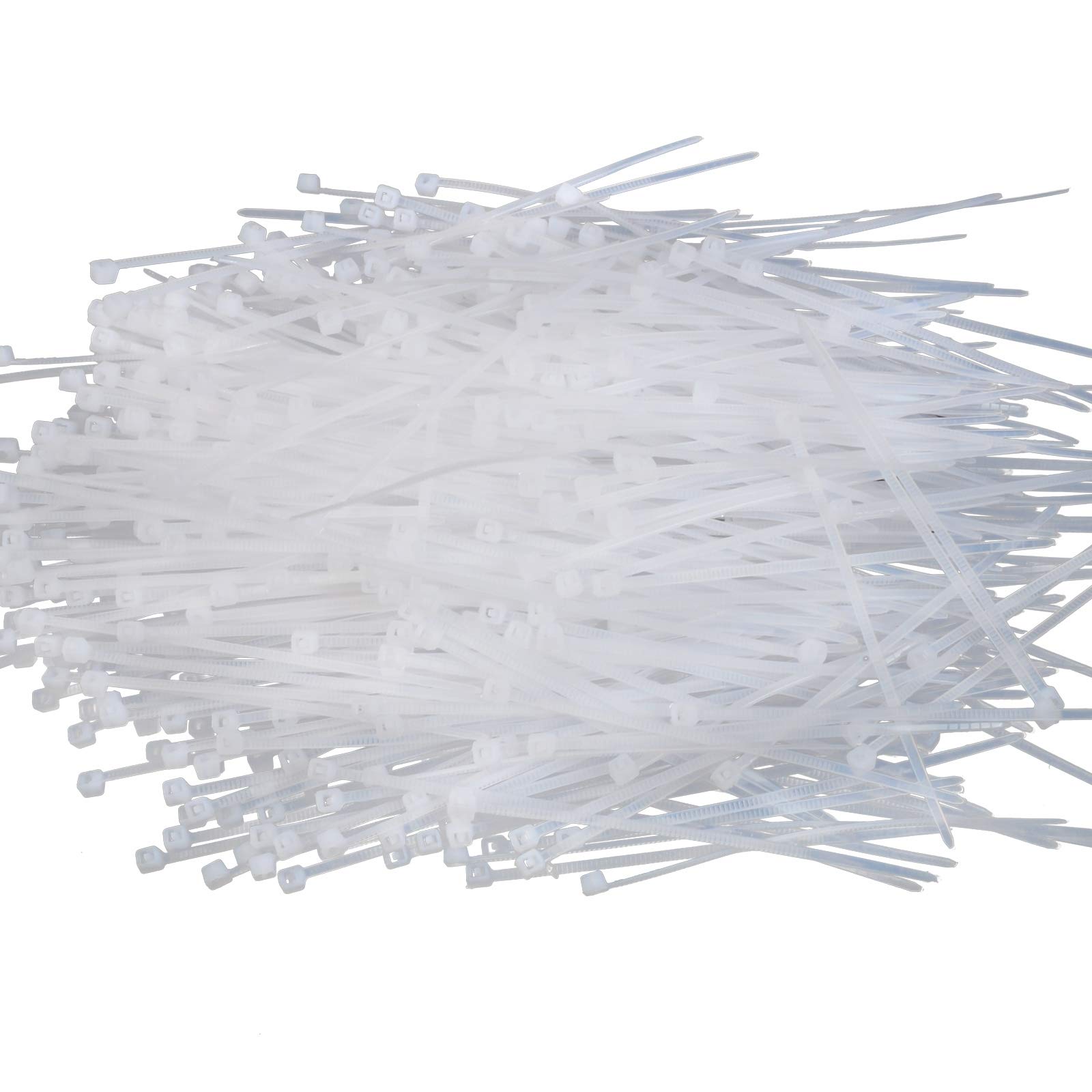1000Pcs Cable Ties, Premium White Cable Zip Tie, 80mm x 3mm Tie Wraps, Strong Nylon Plastic, Self-Locking, Organize, Bundle, Secure, Home, Office, Models, Crafts