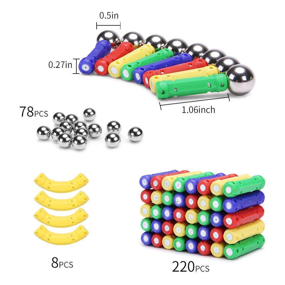 PlayMaty Building Blocks Toys 306 piezas de acero magnético Stick and Stack Toys para