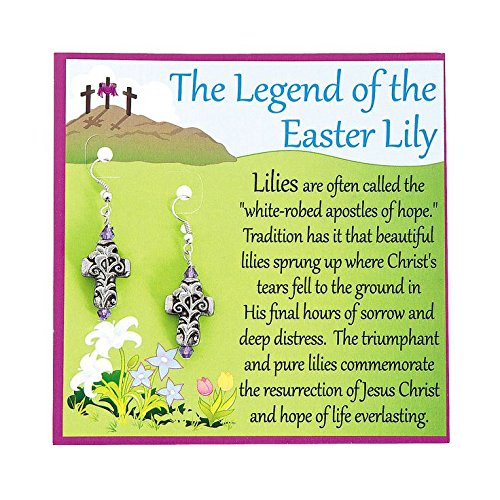 Buy Legend Of The Easter Lily Cross Dangle Earrings 2" Jewelry Online