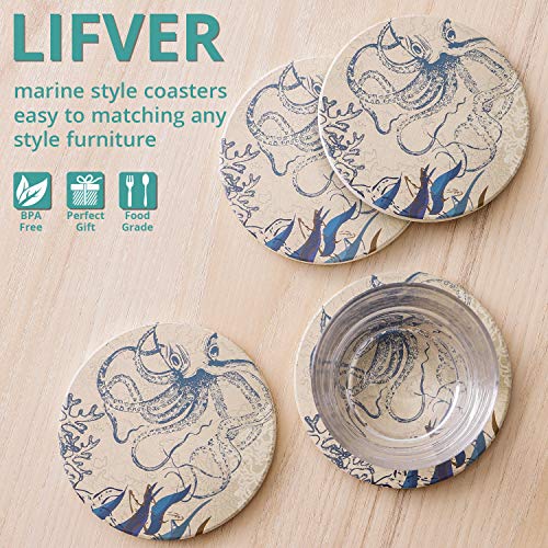 image for Lifver Absorbent Stone Coasters With Holder, Coasters for Drinks and C