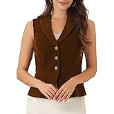 Allegra K Women's Waistcoat Suit Velvet Sleeveless Lapel V Neck Dressy Teacher Blazer Vests