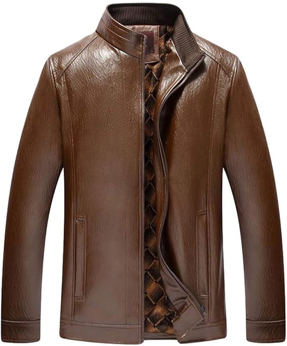 Men's Plus Velvet Pu Jacket Middle Leather Aged Men Comfortable Sizes