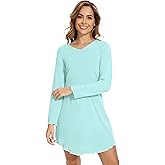 WiWi Women's Viscose from Bamboo Nightgown Long Sleeve Nightshirt Soft Sleep Dress Loose Comfy Pajama Sleepwear S-XXL
