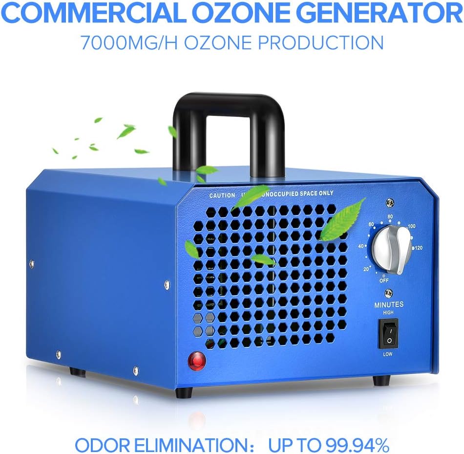 VVinRC 7000mg Commercial Air Purifier Cleaner Ozone Generator, Small Household Appliances O3 Deodorizer Machine, Stainless Steel UV
