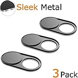 Webcam Cover Slide 0.027in Ultra Thin Metal Magnet Web Camera Cover for Macbook Pro Laptops Smartphone Mac PC Tablets Protecting Your Privacy Security Black(3 packs)