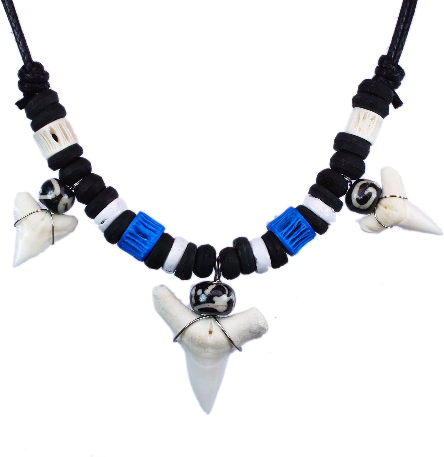 exoticdream Real Shark Tooth Necklace Surfer Hawaiian Beach - Color White Bone
