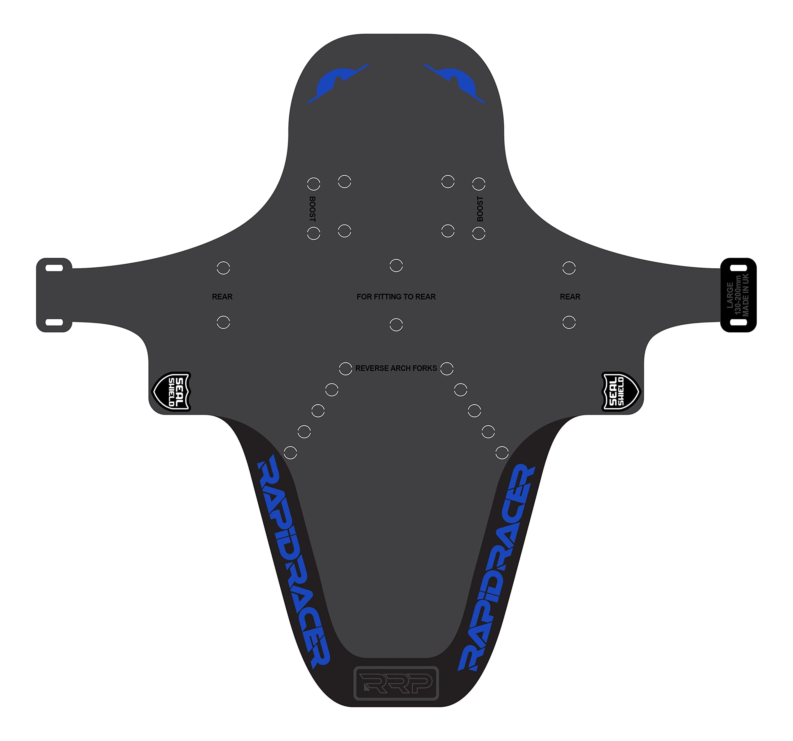 RRP Rapid Racer Products Unisex's Enduro Mudguard, Black/Blue, Large