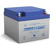 PS-12260NB 12V, 26.0Ah Rechargeable Lead Acid Battery with Nuts &amp; Bolts