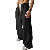 JMIERR Mens Baggy Loose Fit Raw Hem Sweatpants Casual Drawstring Pants Y2K Wide Leg Stretchy Pants with Pockets