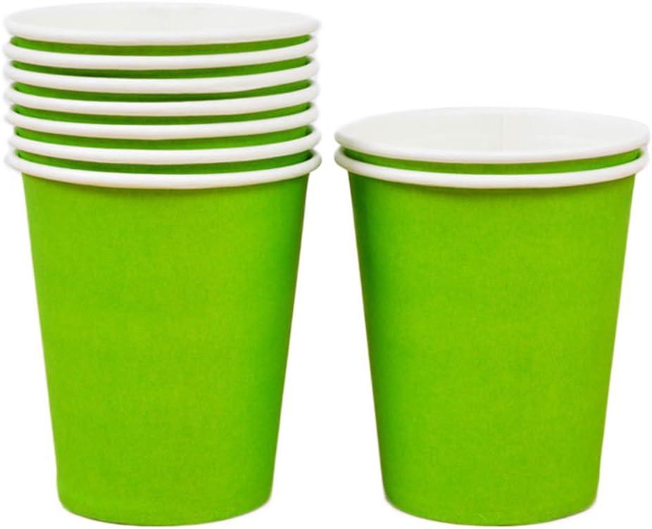 Mackur Paper Drinking Cups Disposable Tableware for Party Disposable Paper Cups Hot Drinks Cold for Parties Paper Cups for Hot Drinks 250 ml Pack of 10, Paper, light green, 250 ml