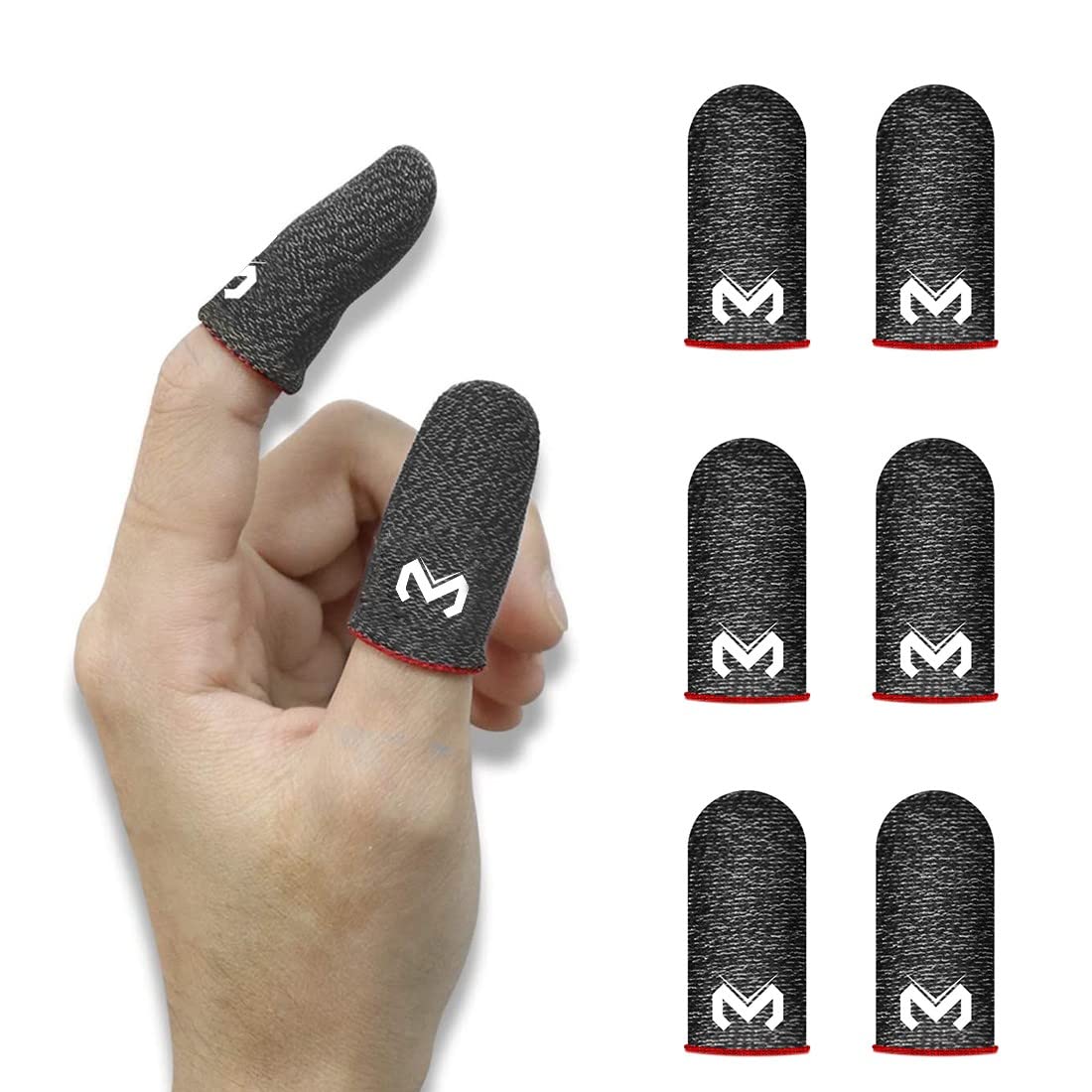 SIOPPKIK PUBG Mobile Finger Sleeve, Pack of 6 Finger Sleeves for Gaming, Anti-sweat Thumb Sleeves for Mobile Gaming, Breathable Pro Gaming Finger Gloves, Touch Screen Finger Sleeves