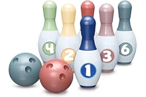 lyrlody Kids Bowling Set, Plastic Material, 6 Pins and 2 Balls for Indoor Outdoor Fun and Skill Development