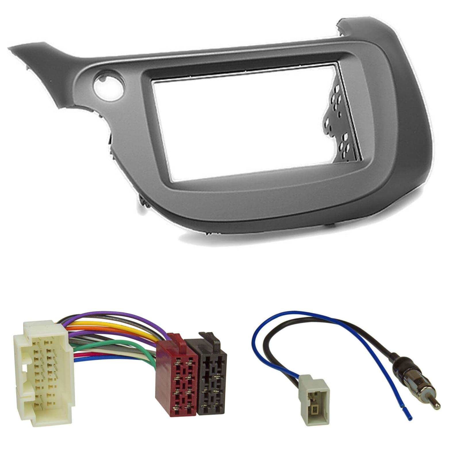 Sound Way Car Radio Mounting Kit, 2 DIN Adapter Frame with Mounting Mounts, Antenna Adapter, ISO Connector Cable, Compatible with HONDA Fit 2008-2013, Jazz 2008-2013