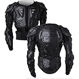 Motorcycle Full Body Armor Protector Pro Street Motocross ATV Guard Shirt Jacket with Back Protection Black XL