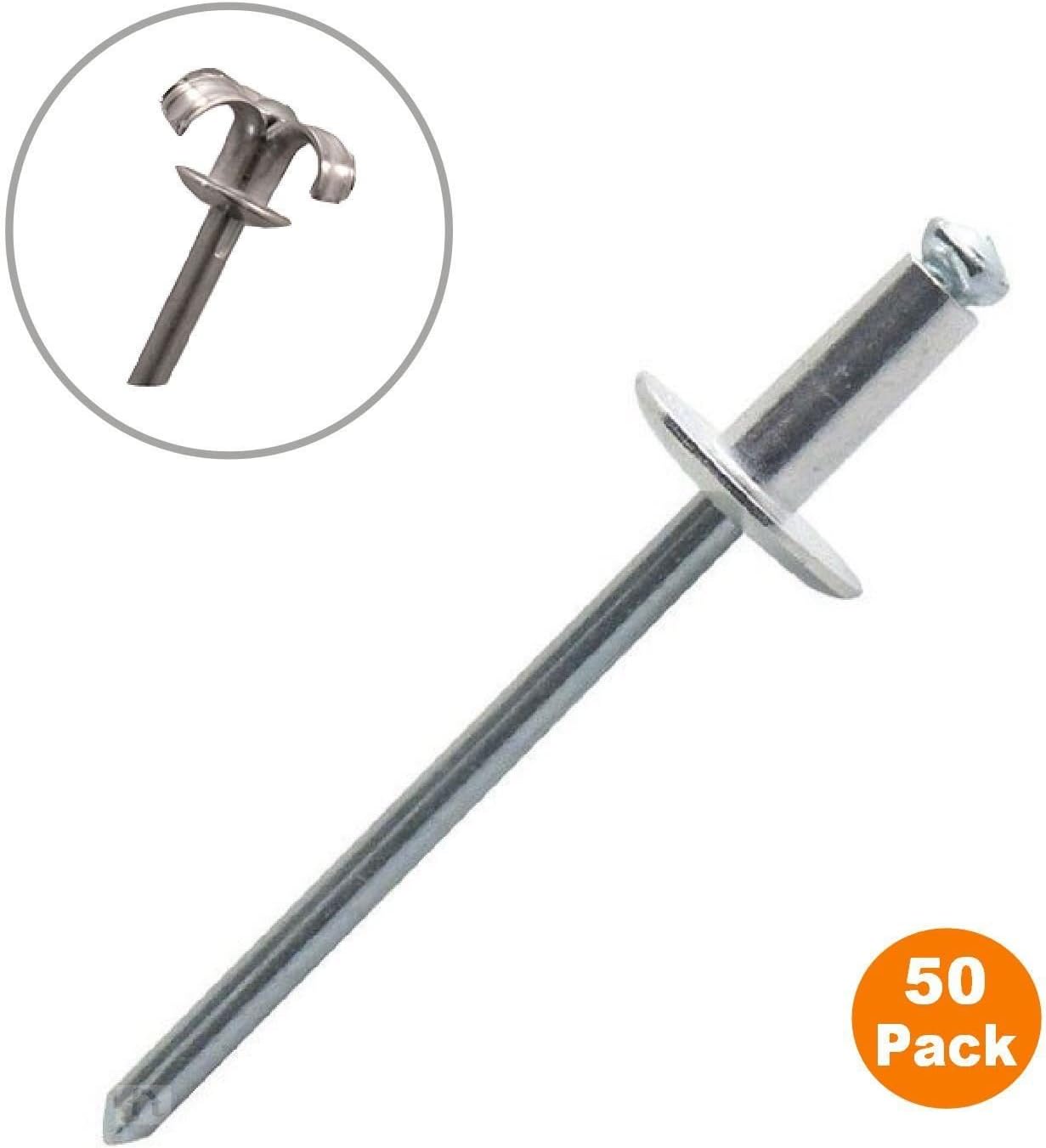 50 x Aluminium Peel Back Rivets, Dome headed 4.8 x 20mm Blind Pop Rivet