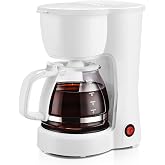 5 Cup White Coffee Maker, New Condition Drip Coffee Machine, Anti-Drip Design with Glass Carafe, Removable Filter Basket, Compact Electric Brewer for Home Kitchen Dorm