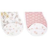 aden + anais 100% Organic Cotton Muslin Burpy Bib – Multi-Use, Absorbent 4-Layer Burp Cloth & Full-Coverage Snap-Closure Baby Bib, Lap-Shoulder Drool Cloth, 22.5” X 11”, 2-Pack, Earthly