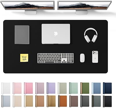 YSAGi Leather Desk Mat Large 120 x 60 cm Non-Slip Waterproof Black
