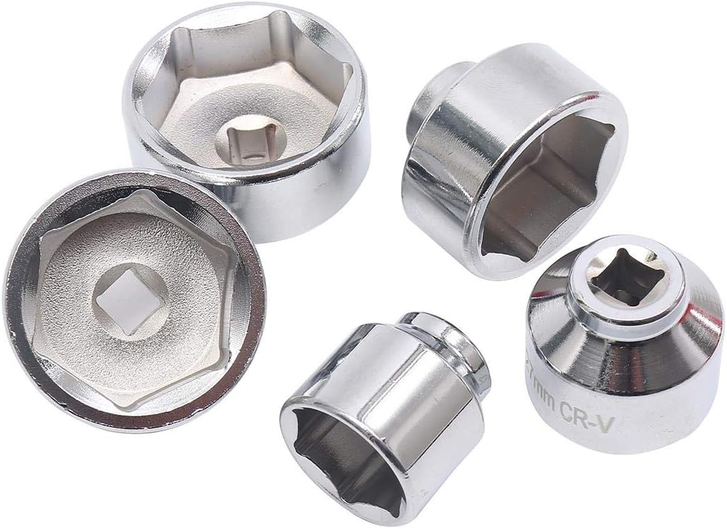 KATSU Oil Filter Wrench Cup Set 5PCs, 3/8" Hex Drive 24-38mm Oil Filter Socket Removal Tool for Car Auto Repairing 450250 - Image 3