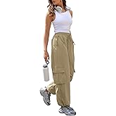 ZAFUL Cargo Pants Women High Waisted Parachute Pants with Pockets Quick Dry Lightweight Baggy Pants