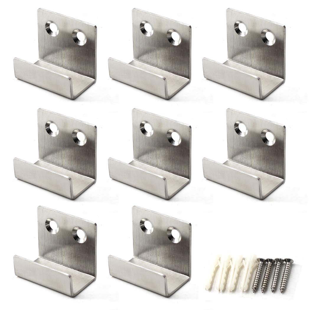 Flomore Ceramic Tile Display Bracket Hanger Stainless Steel Wall Mounted Hook Silver (Pack of 8)