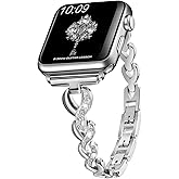 SaNgaiMEi Bling Band Compatible with Apple Watch Bands 38mm 40mm 41mm 42mm 44mm 45mm 46mm 49mm Women Slim Dressy Bracelet Metal Strap for iWatch Series 11 10 9 8 7 6 5 4 3 SE Ultra