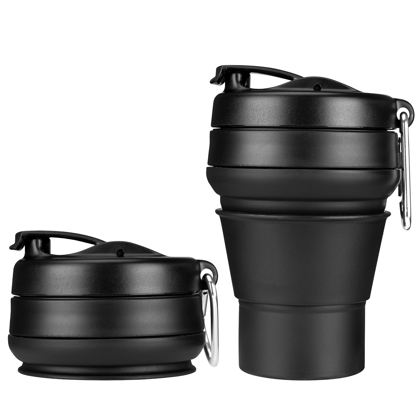 Photo 1 of EASYXQ Collapsible Coffee Cup, 16 OZ 480ml Large Silicone Folding Camping Mug, Leak Proof BPA Free Portable, Travel Bottle with Lids for hiking, Microwave & Dishwasher Safe (Black)
