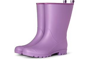 planone Wide Calf Rain Boots for Women Fashion Waterproof Mid Calf Rubber Boots Non-Slip Matte Outdoor Garden Shoes Work Boot