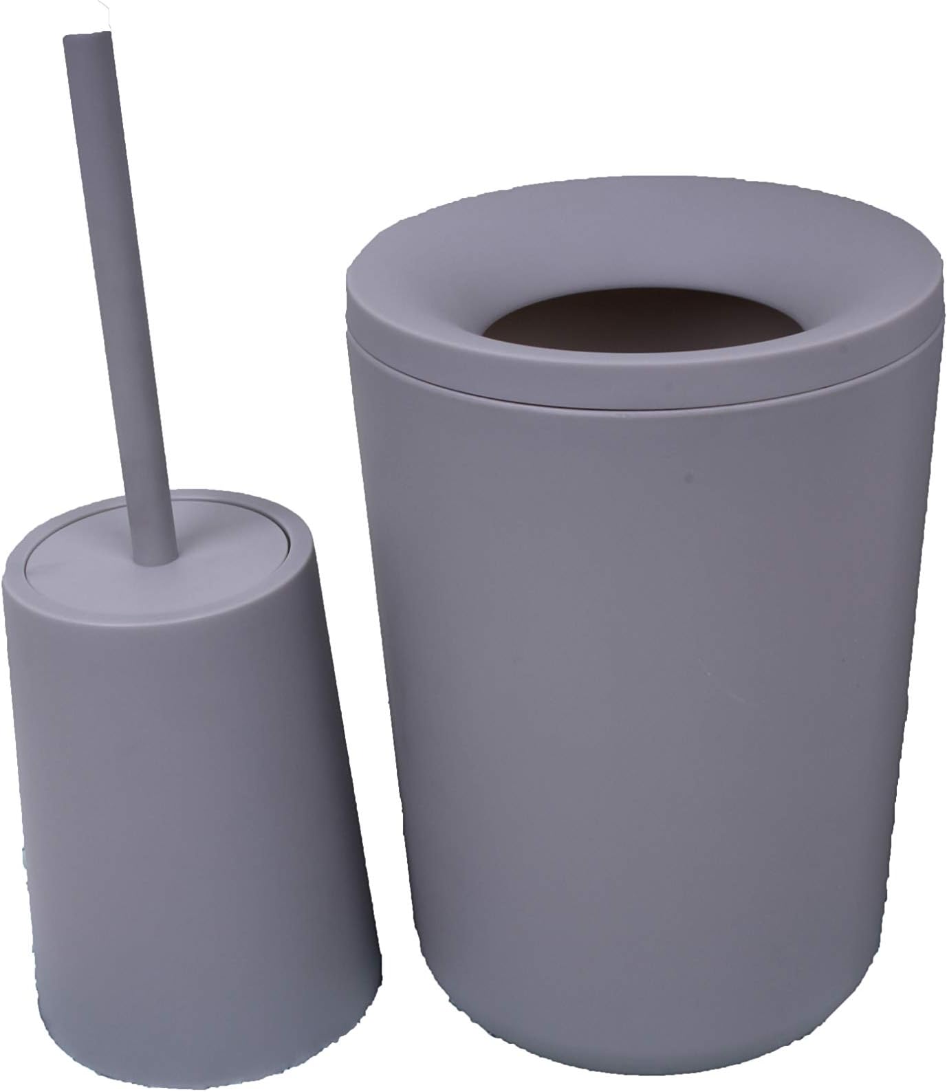 Showerdrape Garda - 2 Piece Grey Bathroom Set, Bin, toilet Brush Holder with Removable Lid