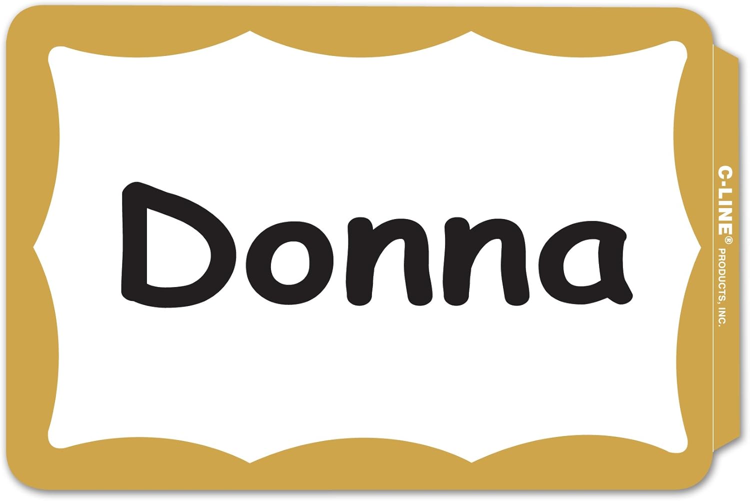 C-Line Pressure Sensitive Peel and Stick Name Badges, Gold Border, 3.5 x 2.25 Inches, 100 per Box (92266)