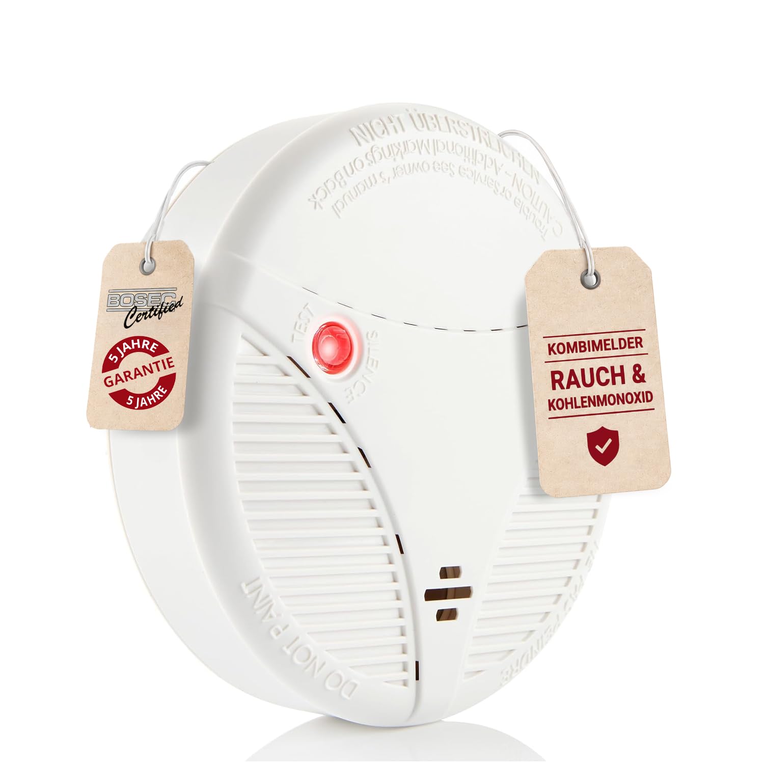 Kombi Rauchmelder & CO-Melder FLORI.PLUS.25 – Zuverlässige Warnung bei Rauch und Kohlenmonoxid, 85 dB Alarm, 10 Jahre Lebensdauer, einfache Deckenmontage, geprüft & sicher, Deutsche Marke (1 Stück)